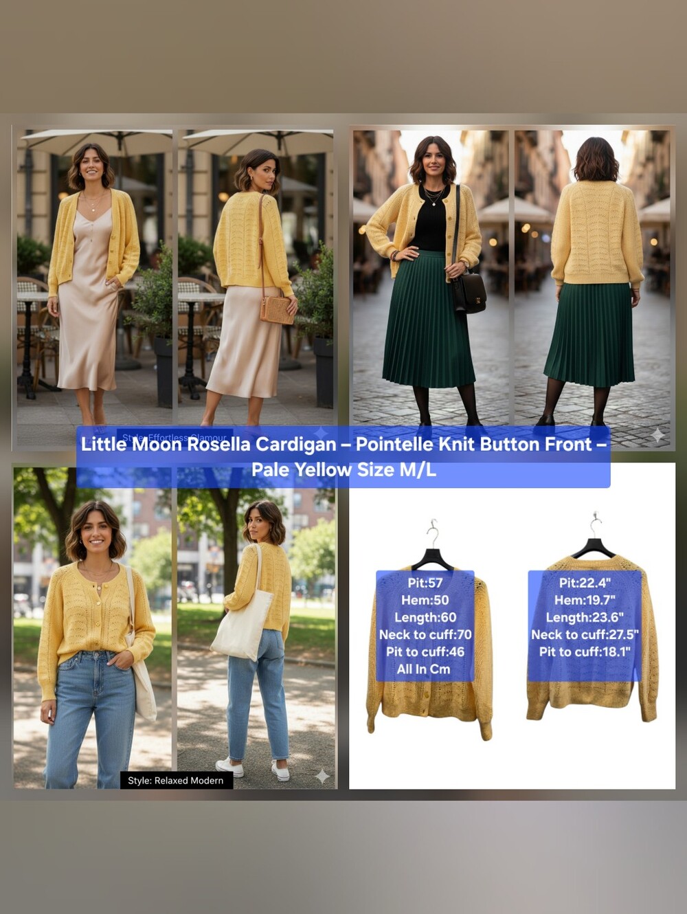 ​Little Moon Rosella Cardigan – Pointelle Knit Button Front Size M/L
